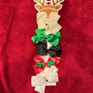 Colorful Bow Set for Kids 5 bows 3 inch across barretts
